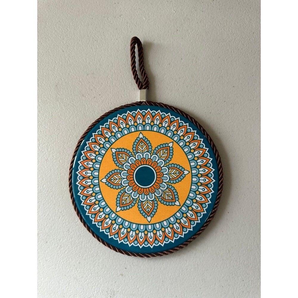 Spanish Mexican Inspired Ceramic Medallion Design Trivet Hot Pad Kitchen Decor